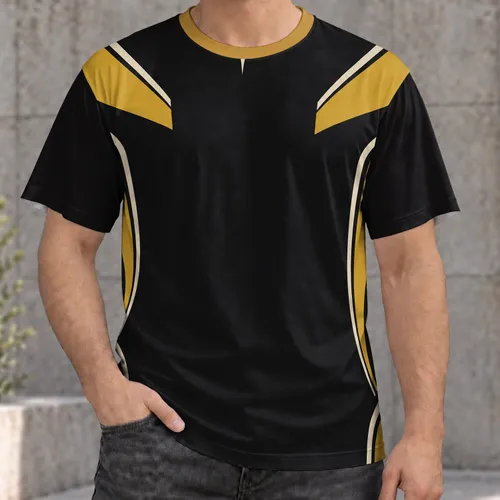 Retro Black And Gold Star Accents For Game Day And Everyday Casual Wear All-over Print Unisex T-shirt