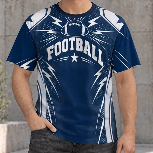 Navy Football Lightning and Star Motifs for Game Day and Everyday Fan Style All-over Print Unisex T-shirt
