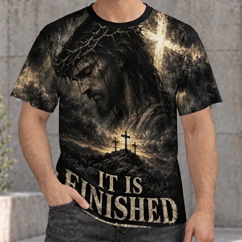 Crown of Thorns, Cross and Three Crosses for Easter Worship and Christian Faith Devotion All-over Print Unisex T-shirt