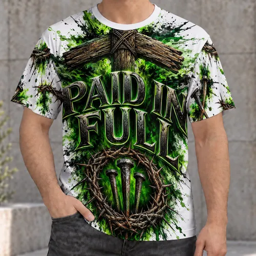 Paid In Full Cross And Crown Of Thorns For Christian Faith And Church Worship All-over Print Unisex T-shirt