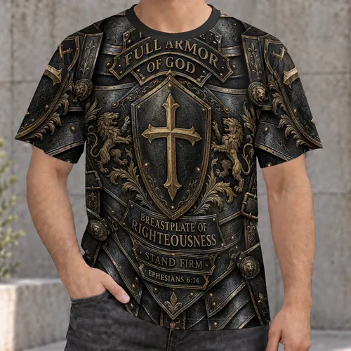 Christian Full Armor Of God Cross Shield For Worship, Fellowship And Everyday Faith All-over Print Unisex T-shirt