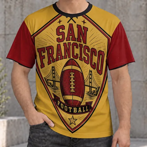 Crimson And Gold Football Crest For Game Day And School Spirit Fans All-over Print Unisex T-shirt