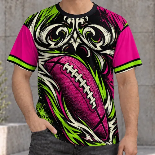 Neon Football and Sweeping Feather Flourishes for Game Day and Tailgate Fan Style All-over Print Unisex T-shirt
