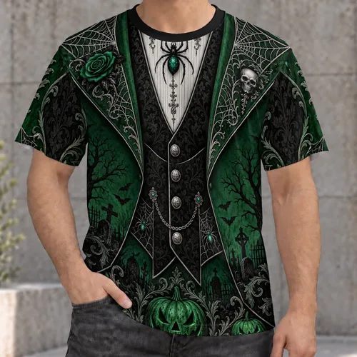 Gothic Pumpkin Tuxedo Look for Halloween Parties and Spooky Seasonal Events All-over Print Unisex T-shirt