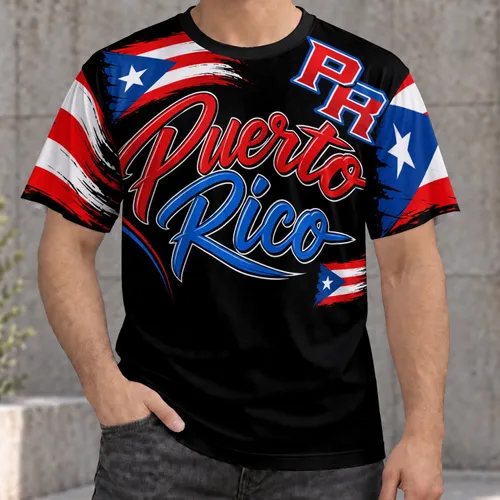 Puerto Rico Flag Colors for Island Pride, Travel Days and Casual Weekend Heritage All-over Print Unisex T-shirt