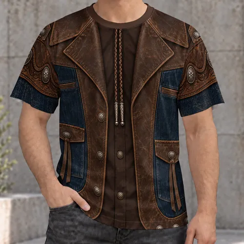 Western Ranch Leather Vest Look for Rodeos, Country Nights, and Everyday Wear All-over Print Unisex T-shirt