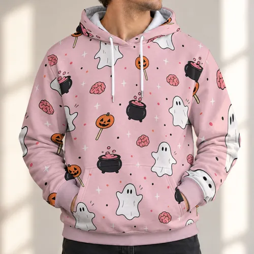 Cute Halloween Ghosts and Jack-o'-Lanterns for Spooky October Celebrations All Season All-over Print Hoodie (Lightweight)