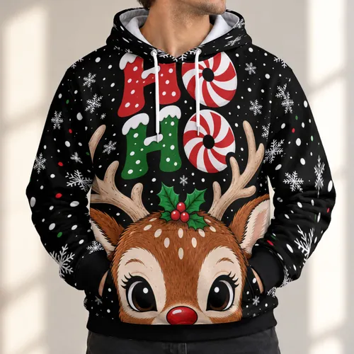 Christmas Reindeer and Candy Cane Letters for Festive Winter Celebrations All Season All-over Print Hoodie (Lightweight)
