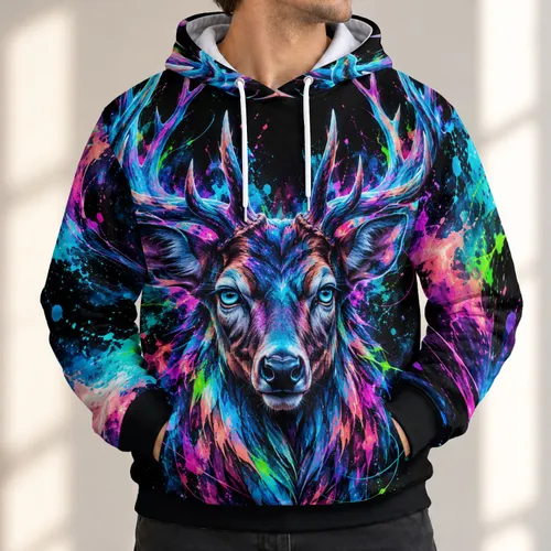 Neon Stag Antlers for Hiking, Hunting, and Bold Outdoor Style All-over Print Hoodie (Lightweight)