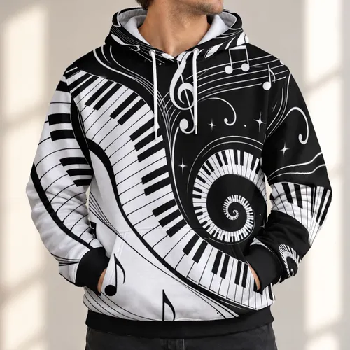 Black And White Piano Keys For Music Lovers, Rehearsals And Everyday Casual Wear All-over Print Hoodie (Lightweight)