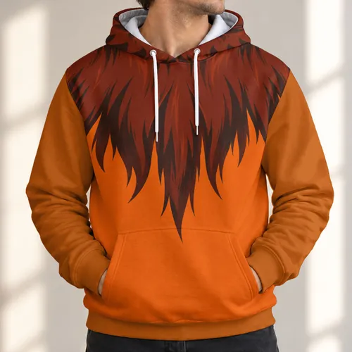 Lion Mane Costume Look for Family Dress-Up and Halloween Celebrations for Dads All-over Print Hoodie (Lightweight)