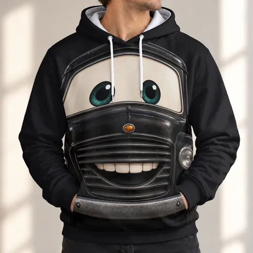 Friendly Vintage Black Truck Face Birthday Gift for Road Trip Fans and Car Loving Families All-over Print Hoodie (Lightweight)