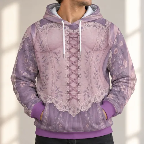 Lavender Lace-Up Princess Bodice Look for Fairytale Parties and Halloween Cosplay All-over Print Hoodie (Lightweight)