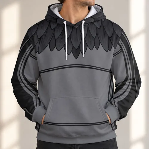 Dark Feathered Gray Costume Surface for Halloween Cosplay and Dedicated Gaming Fans All-over Print Hoodie (Lightweight)