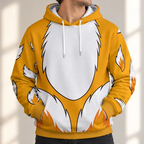 Orange Fox Tail Costume Look For Halloween Cosplay Fans And Family Group Celebrations All-over Print Hoodie (Lightweight)
