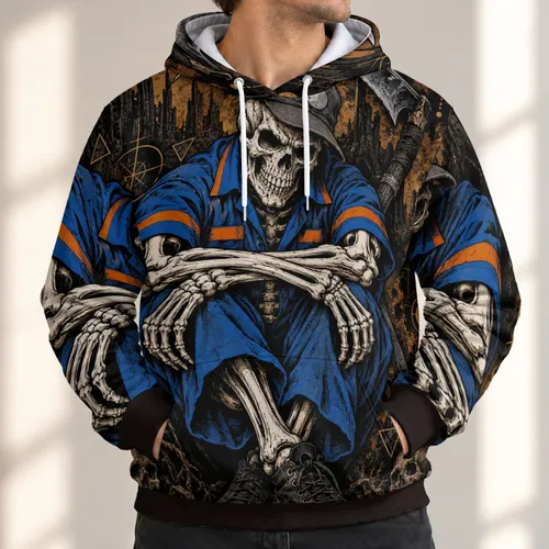 Skull Reaper And Scythe Gothic Art For Halloween And Dark Streetwear Fans All-over Print Hoodie (Lightweight)