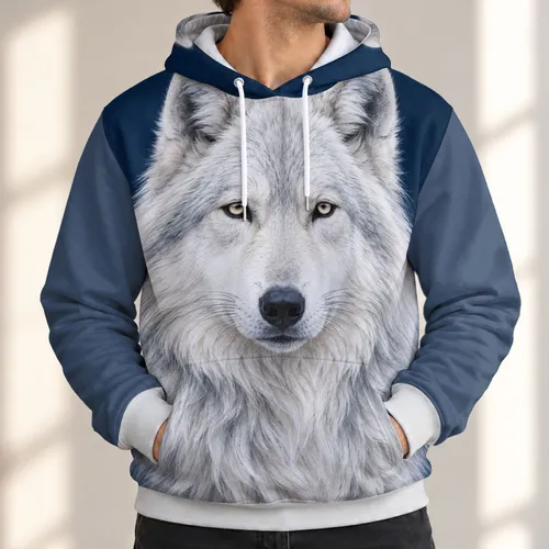 White Wolf Portrait for Outdoor Adventures and Everyday Casual Style All-over Print Hoodie (Lightweight)