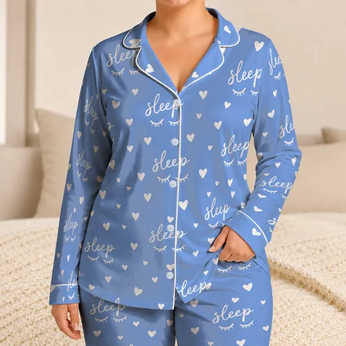 Sleep Script Hearts for Cozy Bedtime Routines and Relaxing Evening Moments for Her Satin Pajamas Set
