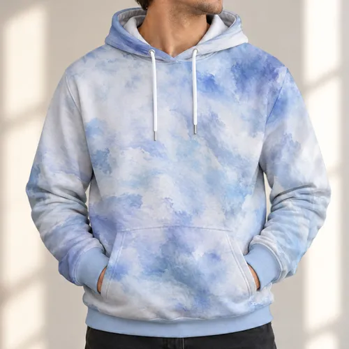 Hazy Blue And White Cloud Wash For Everyday Streetwear And Creative City Style All-over Print Hoodie (Lightweight)