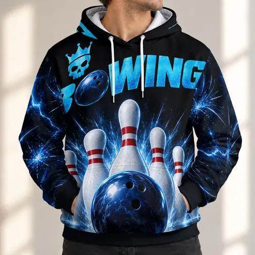 Bowling Ball And Pin Alley Action For League Nights, Parties And Weekend Bowlers Everywhere All-over Print Hoodie (Lightweight)