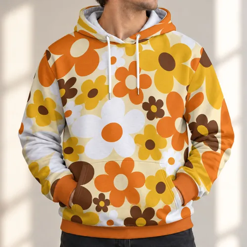 Retro Daisy Blooms for Sunny Fishing Days and Relaxed Outdoor Adventures by the Water All-over Print Hoodie (Lightweight)