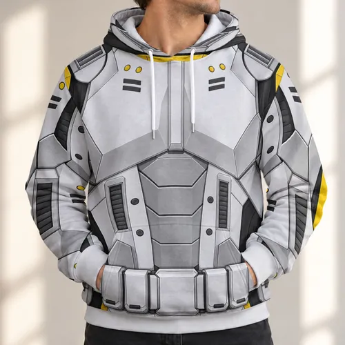 White Sci-Fi Armored Trooper Costume Details For Cosplay Events And Fan Gatherings All-over Print Hoodie (Lightweight)
