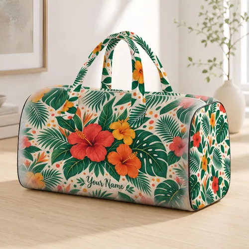 Tropical Monstera Leaves and Citrus Dots for Sunny Beach Getaways and Island Travel Quilted Weekend Bag
