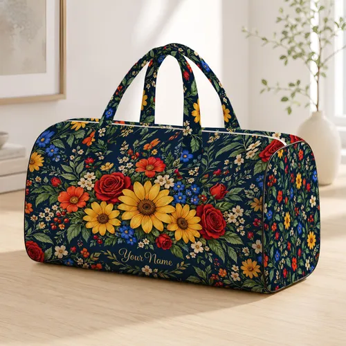 Bohemian Wildflower Garden for Coastal Getaways and Relaxed Weekend Travel Lovers Quilted Weekend Bag
