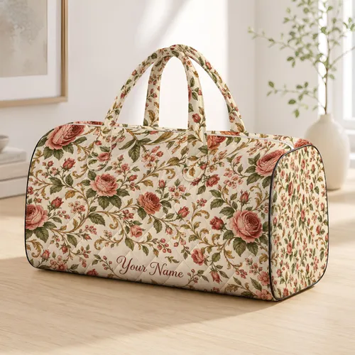 Vintage Rose And Vine Florals For Romantic Getaways And Everyday Travel Quilted Weekend Bag