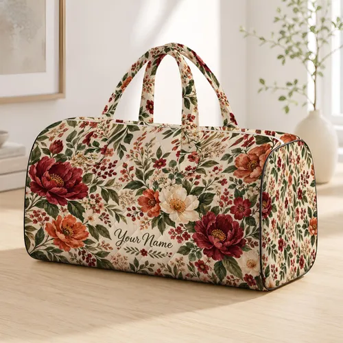 Bohemian Wildflower Botanicals for Relaxed Beach Days and Memorable Weekend Getaways Quilted Weekend Bag
