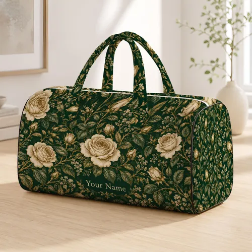 Vintage Rose Garden Florals for Camping Getaways and Relaxed Weekend Escapes Quilted Weekend Bag
