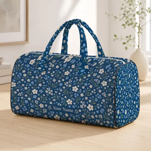 Ivory Wildflower Scatter for Weekend Getaways and Picnic Days Quilted Weekend Bag