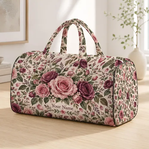 Romantic Rose Garden Florals for Weekend Getaways and Everyday Travel Companions Quilted Weekend Bag