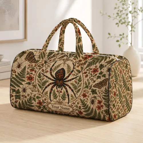 Vintage Botanical Spider Motifs for Weekend Escapes, Nature Lovers, and Garden Gifts Quilted Weekend Bag