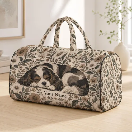 Patchwork Dog and Wildflower Motifs for Cozy Weekend Getaways and Everyday Travel Quilted Weekend Bag