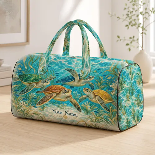 Sea Turtle Lagoon Scene for Coastal Getaways and Sunny Weekend Escapes by the Shore Quilted Weekend Bag