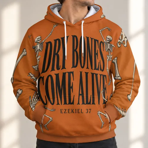 Dancing Skeletons and Dry Bones for Spooky Halloween Fall Celebrations All-over Print Hoodie (Lightweight)