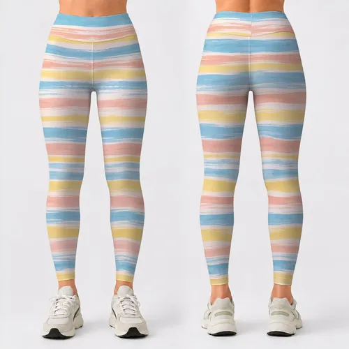 Pastel Stripes for Yoga, Pilates and Relaxed Everyday Activewear Leggings