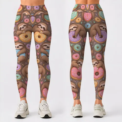 Sleepy Sloth Treat Circles for Yoga, Pilates and Relaxed Weekend Activewear Style Leggings