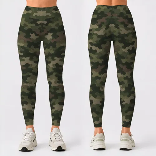 Olive Woodland Camo for Yoga, Pilates and Everyday Outdoor Style Leggings