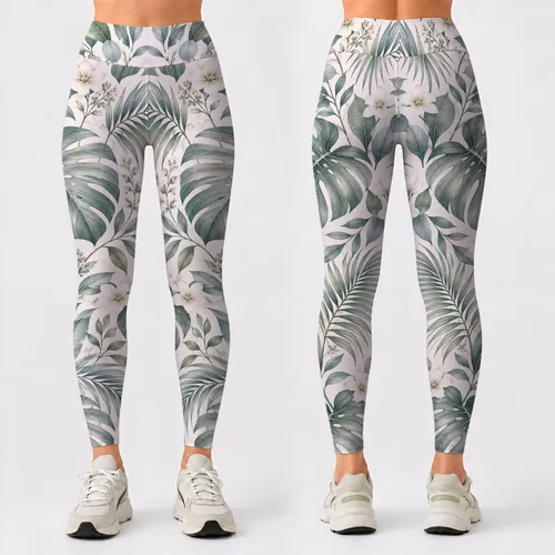 Eucalyptus Monstera Palm Leaves for Yoga Pilates and Everyday Wellness Leggings