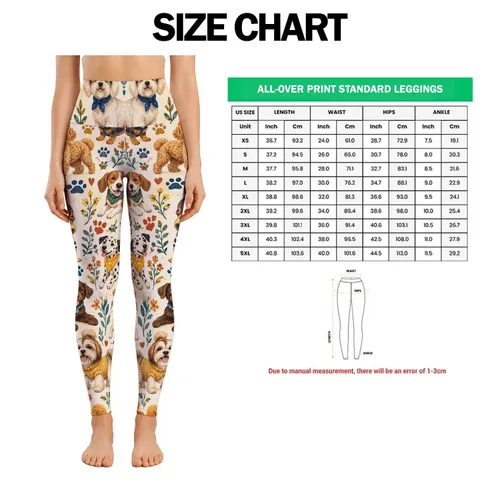 Cheerful Puppy Motifs for Yoga, Pilates, and Everyday Errands for Devoted Dog Lovers Leggings