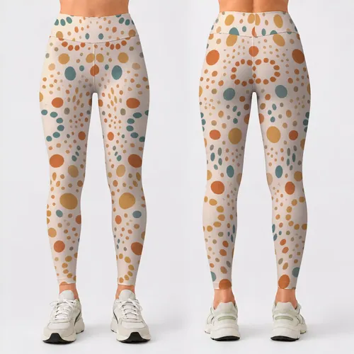 Terracotta And Turquoise Polka Dots For Yoga, Pilates, And Everyday Style Leggings