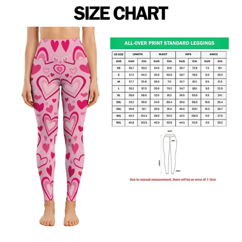 Pink Heart Motifs For Yoga, Pilates And Everyday Wear For Women Leggings