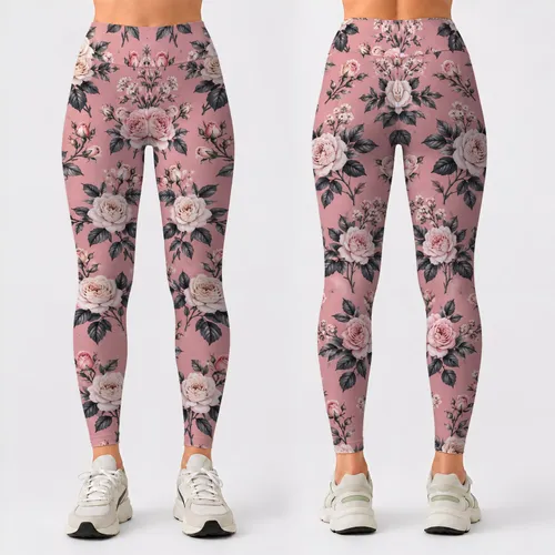 Soft Pink Rose Blossoms for Yoga, Pilates, and Everyday Errands for Her Lifestyle Leggings
