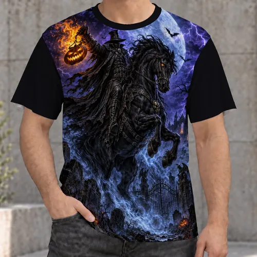 Headless Rider on Midnight Horse for Halloween Haunted Night Celebrations and Parties All-over Print Unisex T-shirt