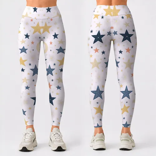 Sage Green Celestial Stars for Yoga, Pilates, Gym Sessions, and Everyday Activewear Style Leggings