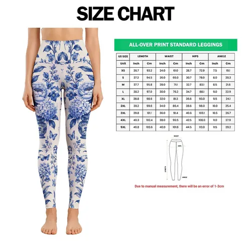 Blue Delft Botanical Florals for Yoga, Pilates, and Everyday Outings Leggings