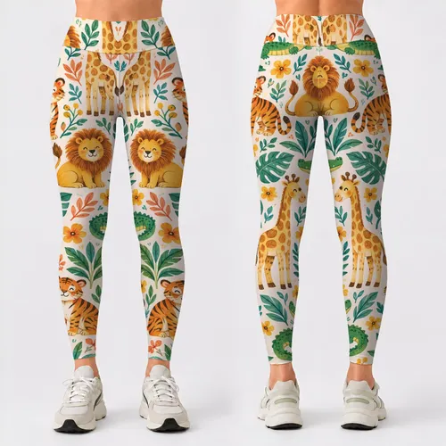 Cheerful Safari Animals for Yoga, Pilates, and Everyday Adventures Leggings