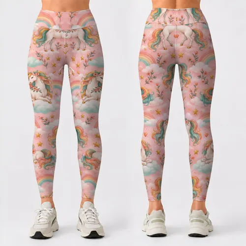 Whimsical Unicorns and Rainbows for Yoga, Pilates, and Everyday Adventures Leggings